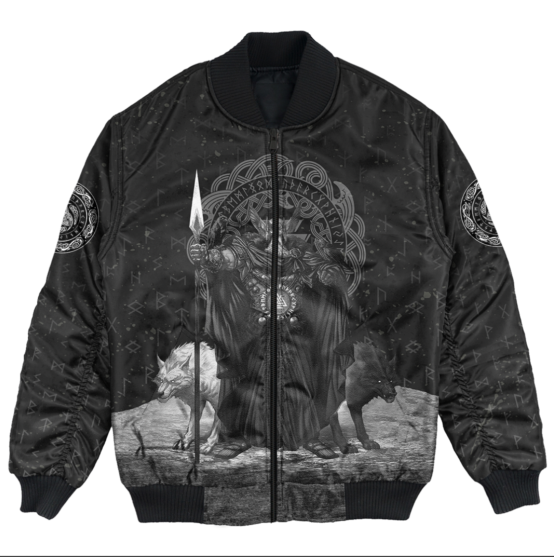 Viking Clothing Viking Odin Raven and Wolf Valknut Bomber Jacket RLT12 - Wonder Print Shop