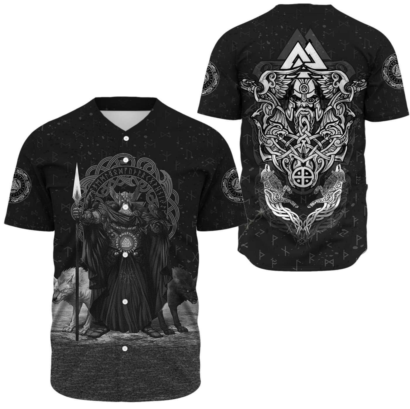 Viking Clothing Viking Odin Raven and Wolf Valknut Baseball Jersey RLT12 - Wonder Print Shop