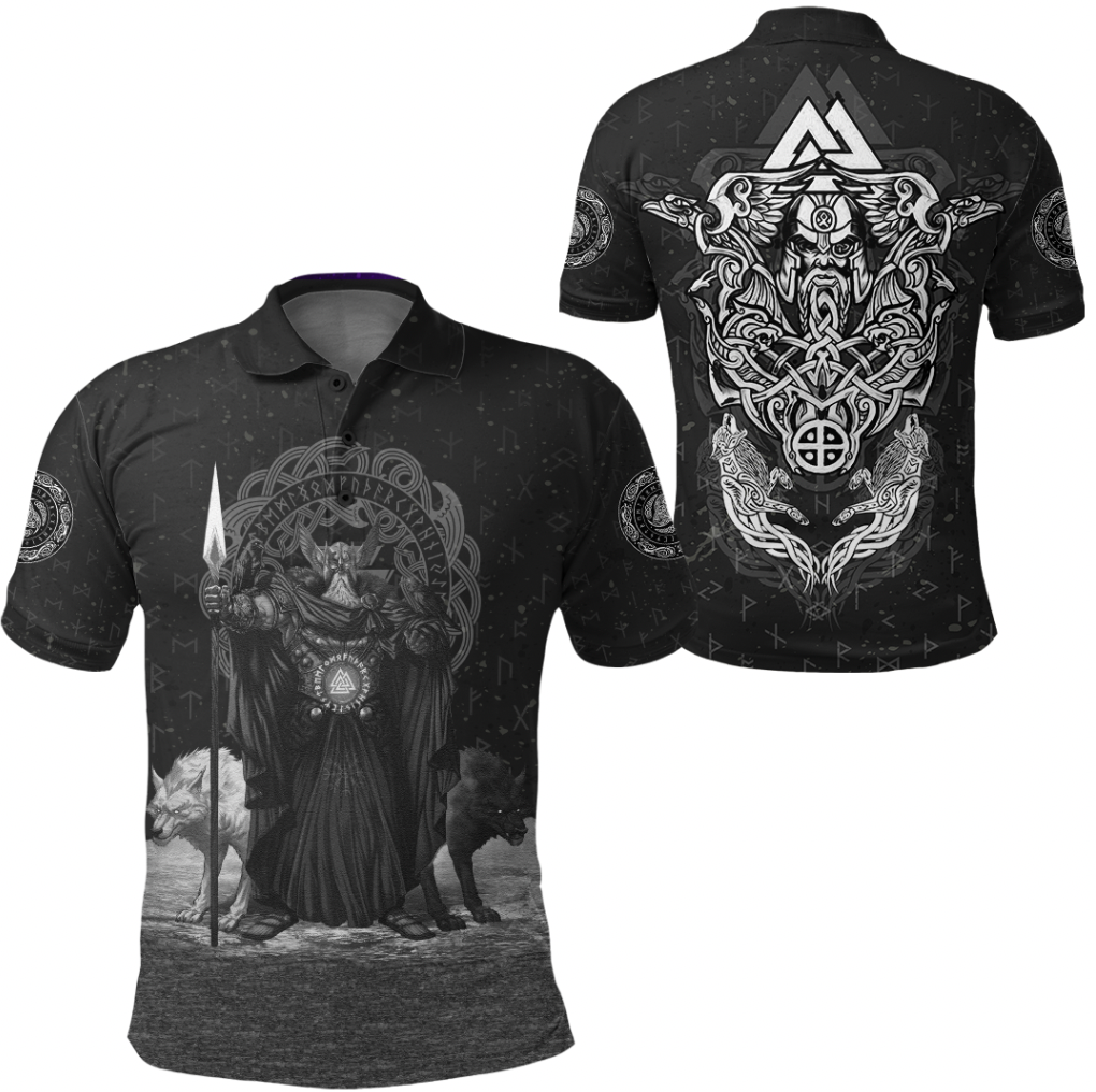 Viking Clothing Viking Odin Raven and Wolf Valknut Polo Shirt RLT12 - Wonder Print Shop