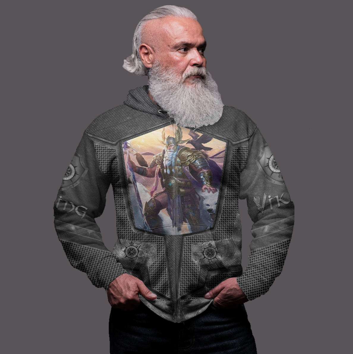 Viking Clothing Armor 3D Style Viking Odin Zip Hoodie RLT12 - Wonder Print Shop