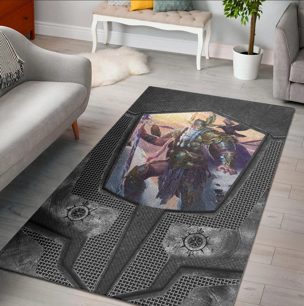 Viking Area Rug Armor 3D Style Viking Odin RLT12 - Wonder Print Shop