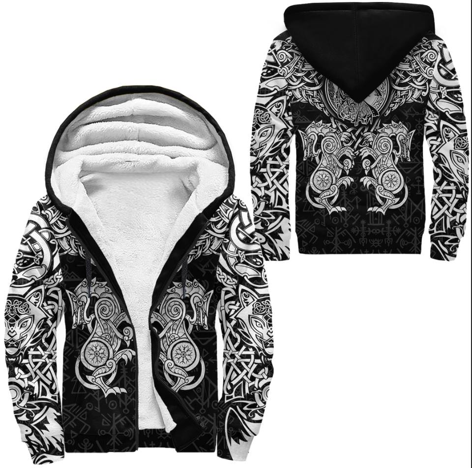 viking-clothing-viking-dragon-and-wolf-tattoo-sherpa-hoodie