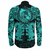 Viking Clothing Viking Dragon and Wolf Tattoo Cyan Long Sleeve Button Shirt RLT12 - Wonder Print Shop