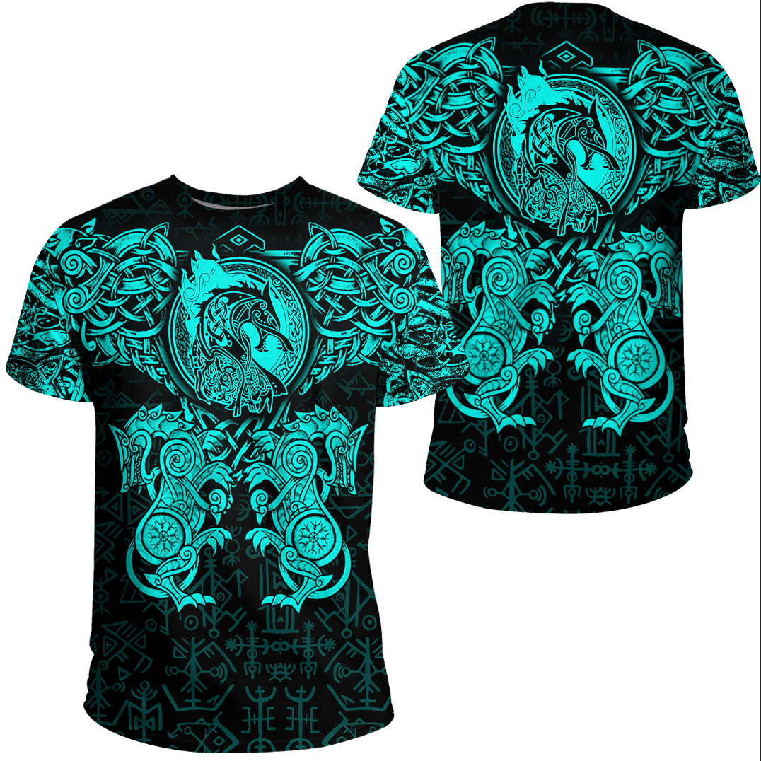 viking-clothing-viking-dragon-and-wolf-tattoo-cyan-t-shirt