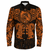 Viking Clothing Viking Dragon and Wolf Tattoo Orange Long Sleeve Button Shirt RLT12 - Wonder Print Shop