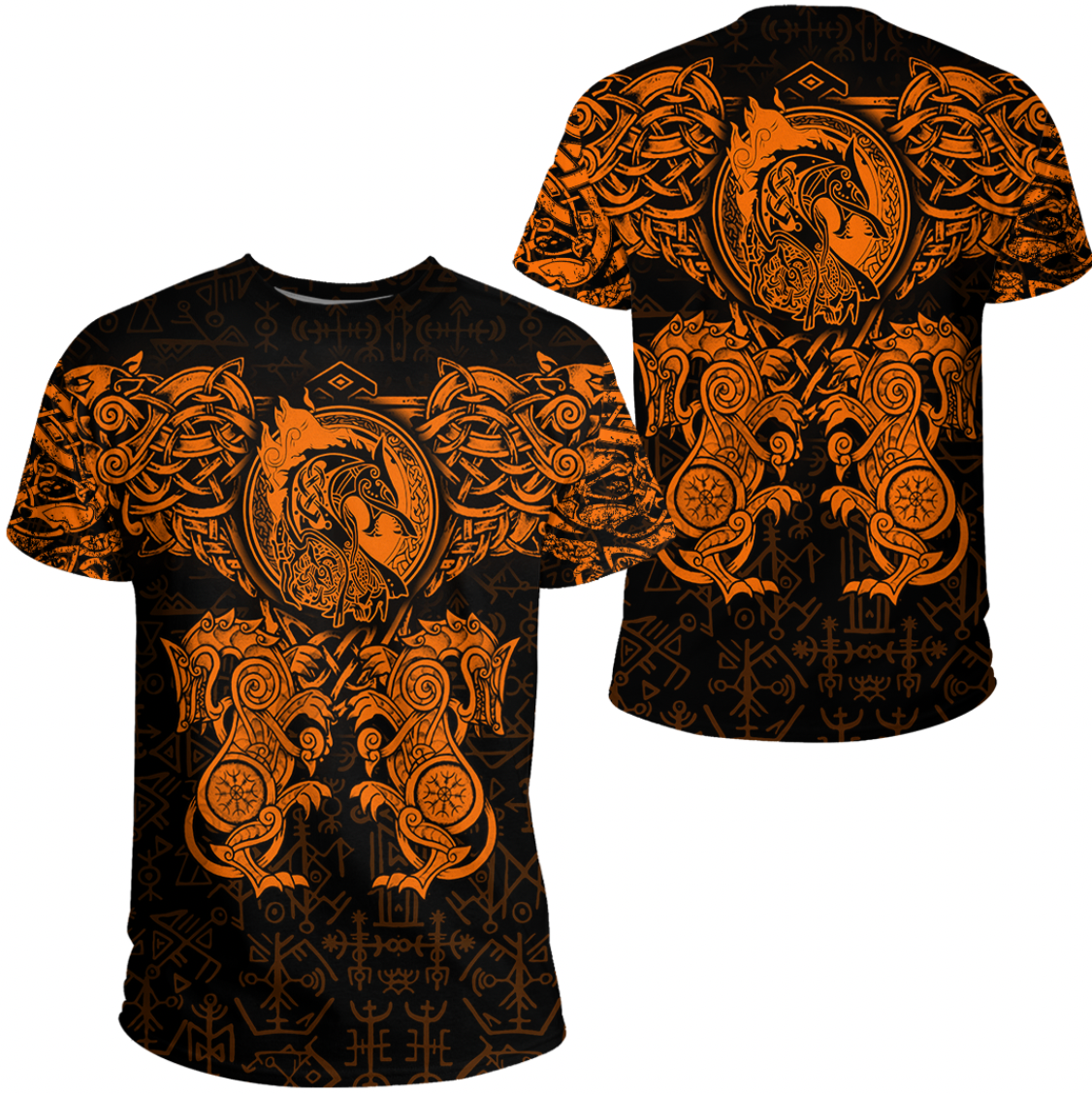 viking-clothing-viking-dragon-and-wolf-tattoo-orange-t-shirt