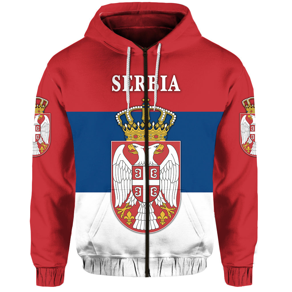 Custom Serbia Zip Hoodie Srbija Flag Style LT8 - Wonder Print Shop