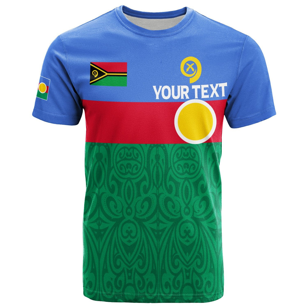 Vanuatu Shefa Province T-shirt with flag-style graphic and custom text front