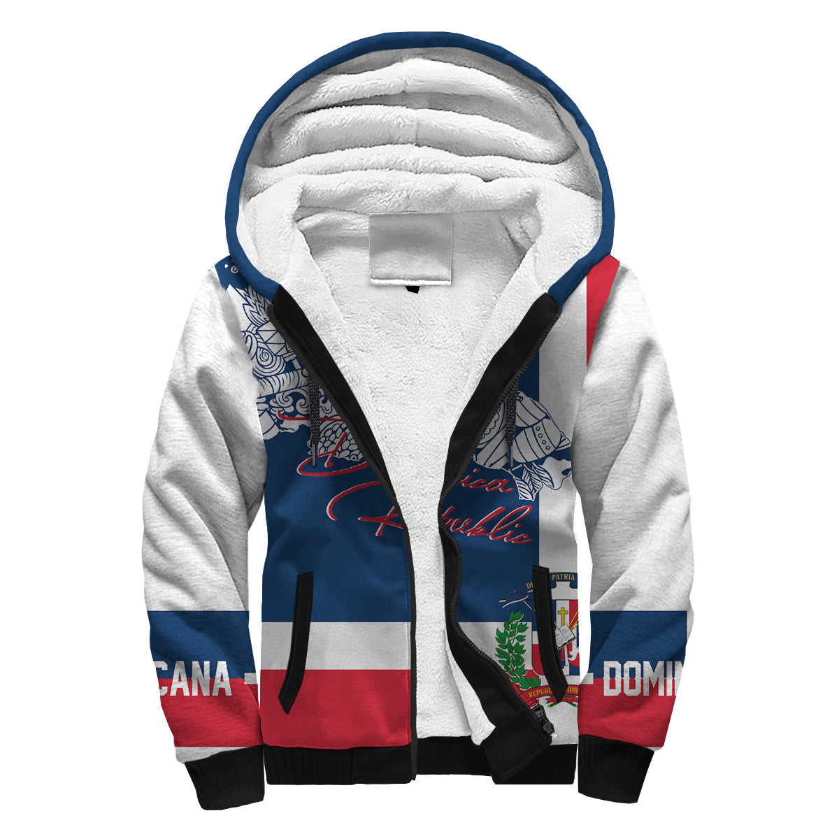 Dominican Republic Sherpa Hoodie Independence Day Flag Style - Wonder Print Shop