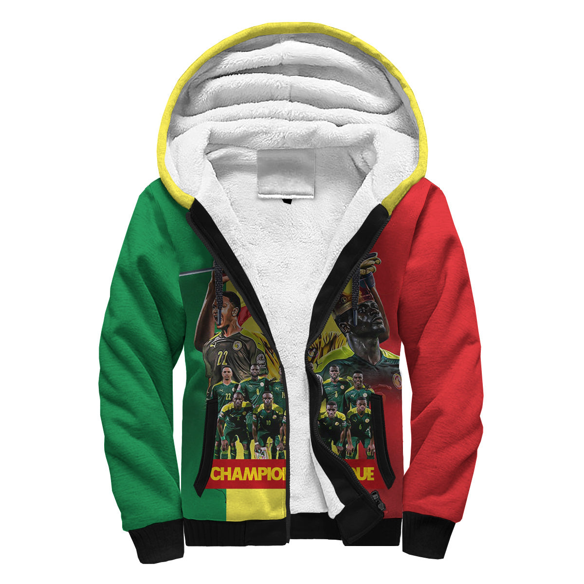 Senegal Football Champion D'Afrique Sherpa Hoodie Senegal Flag - Wonder Print Shop