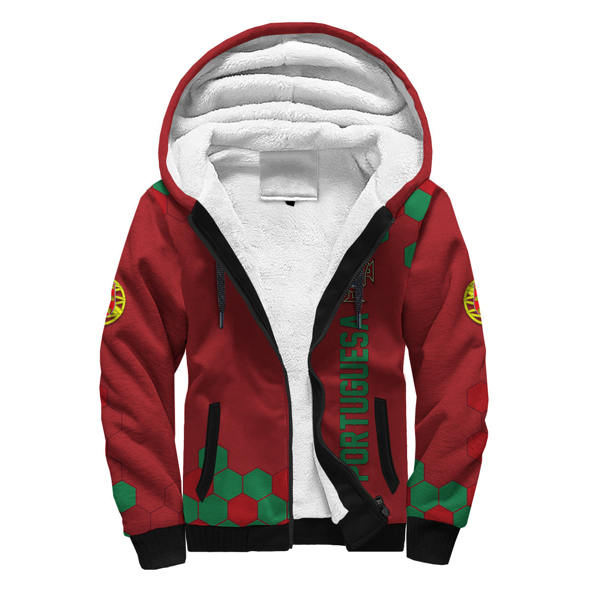 Personalised Portugal World Cup 2022 Sherpa Hoodie Portuguesa Selecao - Wonder Print Shop