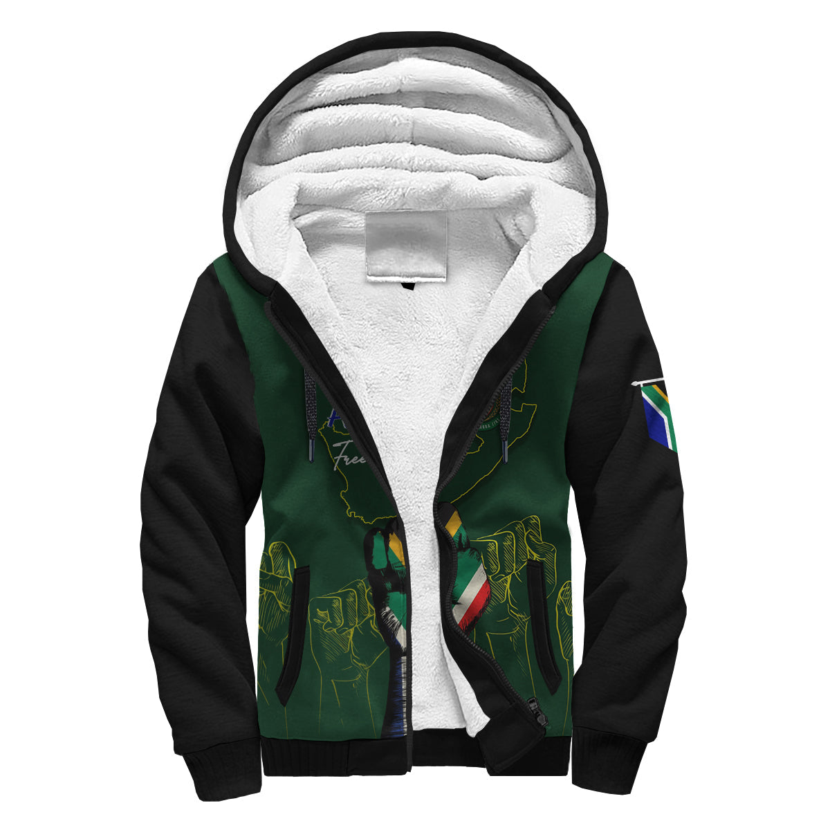 South Africa Freedom Day Sherpa Hoodie Fist Up Style - Wonder Print Shop