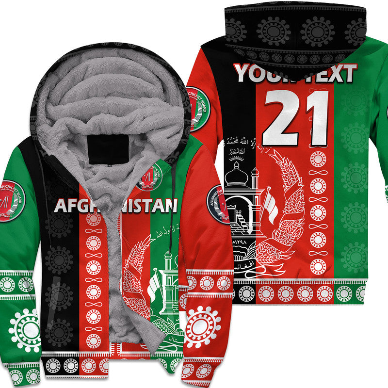 (Custom Text And Number) Afghanistan Men's Cricket Team Afghan Traditional Pattern Sherpa Hoodie - Wonder Print Shop