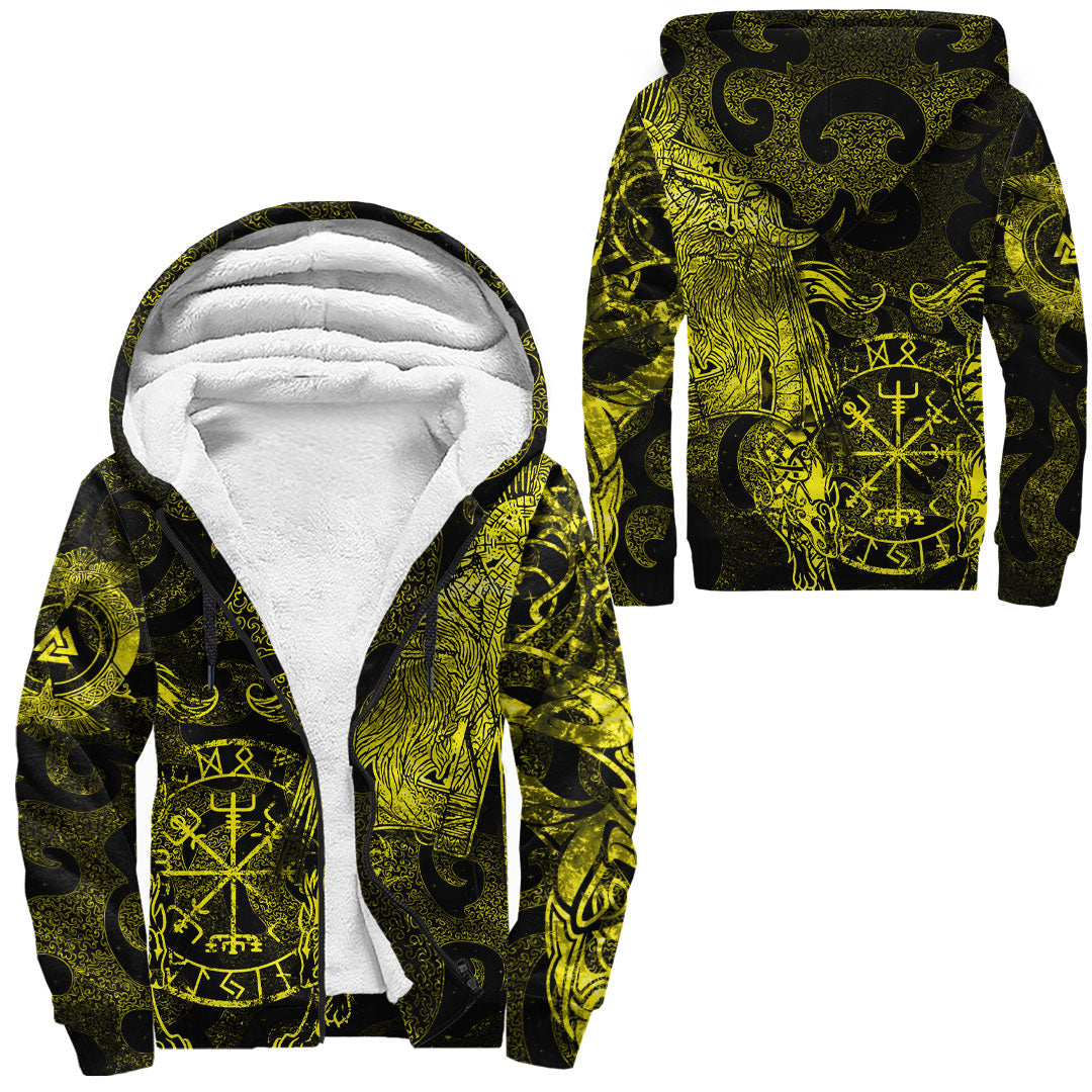 Viking Clothing Viking Odin Tattoo Yellow Version Sherpa Hoodie RLT12 - Wonder Print Shop