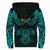 Viking Aaland Islands Sherpa Hoodie Valknut of Odin Cyan RLT12 - Wonder Print Shop