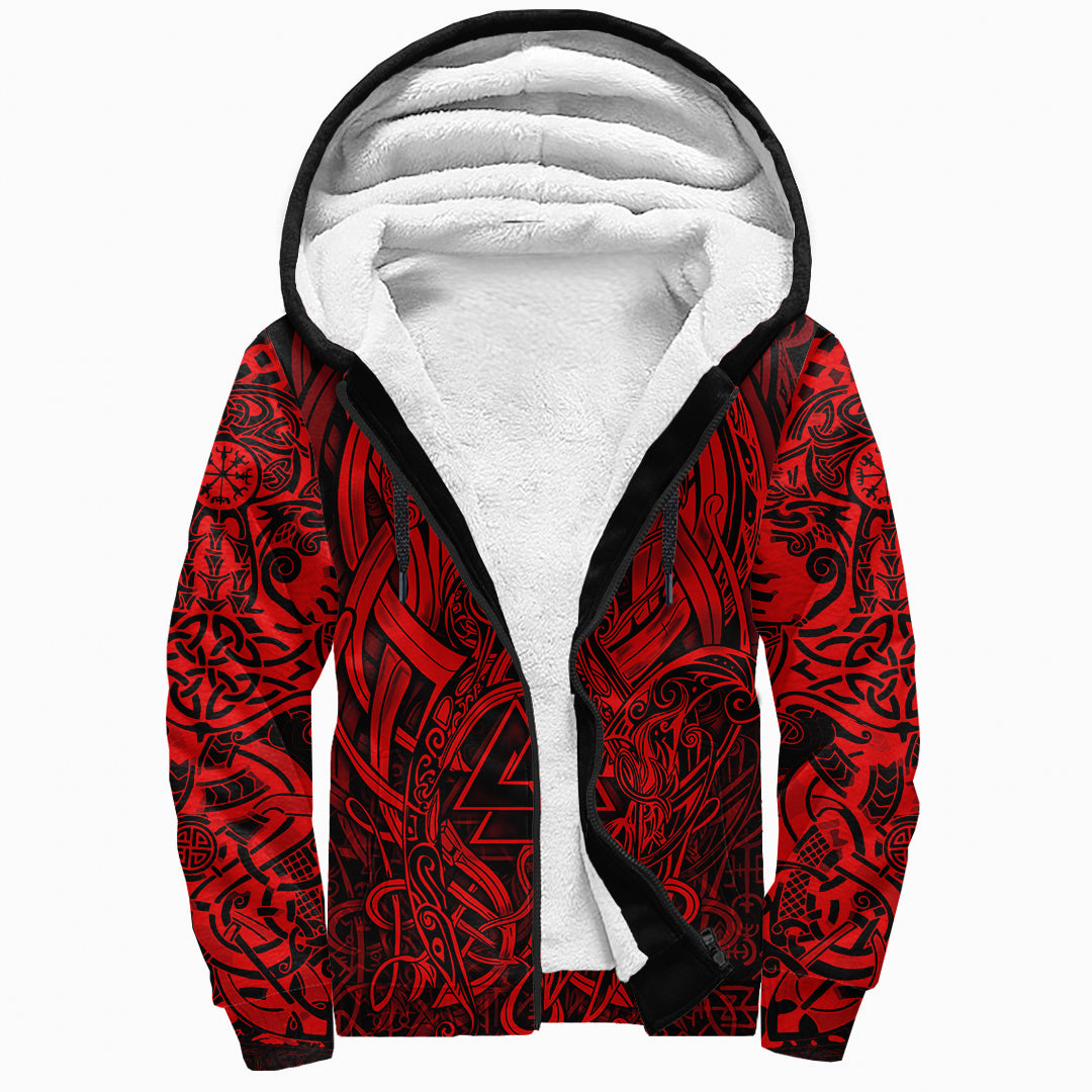 viking-sherpa-hoodie-valknut-and-dragon-tattoo-red