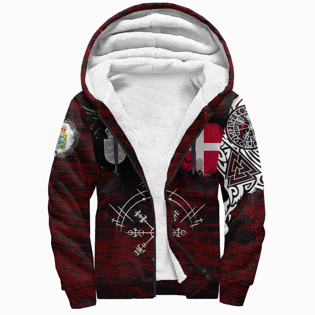 viking-sherpa-hoodie-denmark-raven-of-odin-and-symbol-viking-on-blood-background