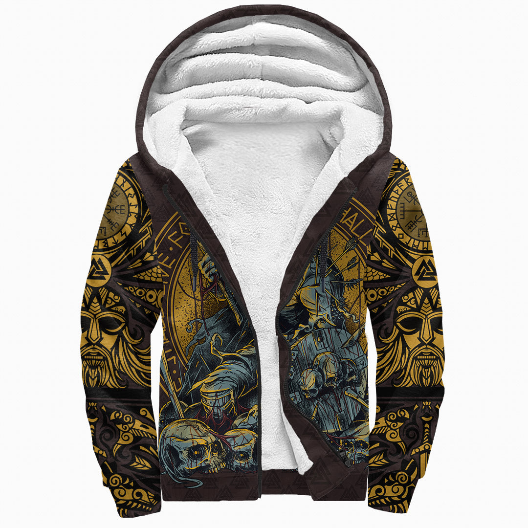 Viking Sherpa Hoodie Warrior Viking Shield Skull RLT12 - Wonder Print Shop