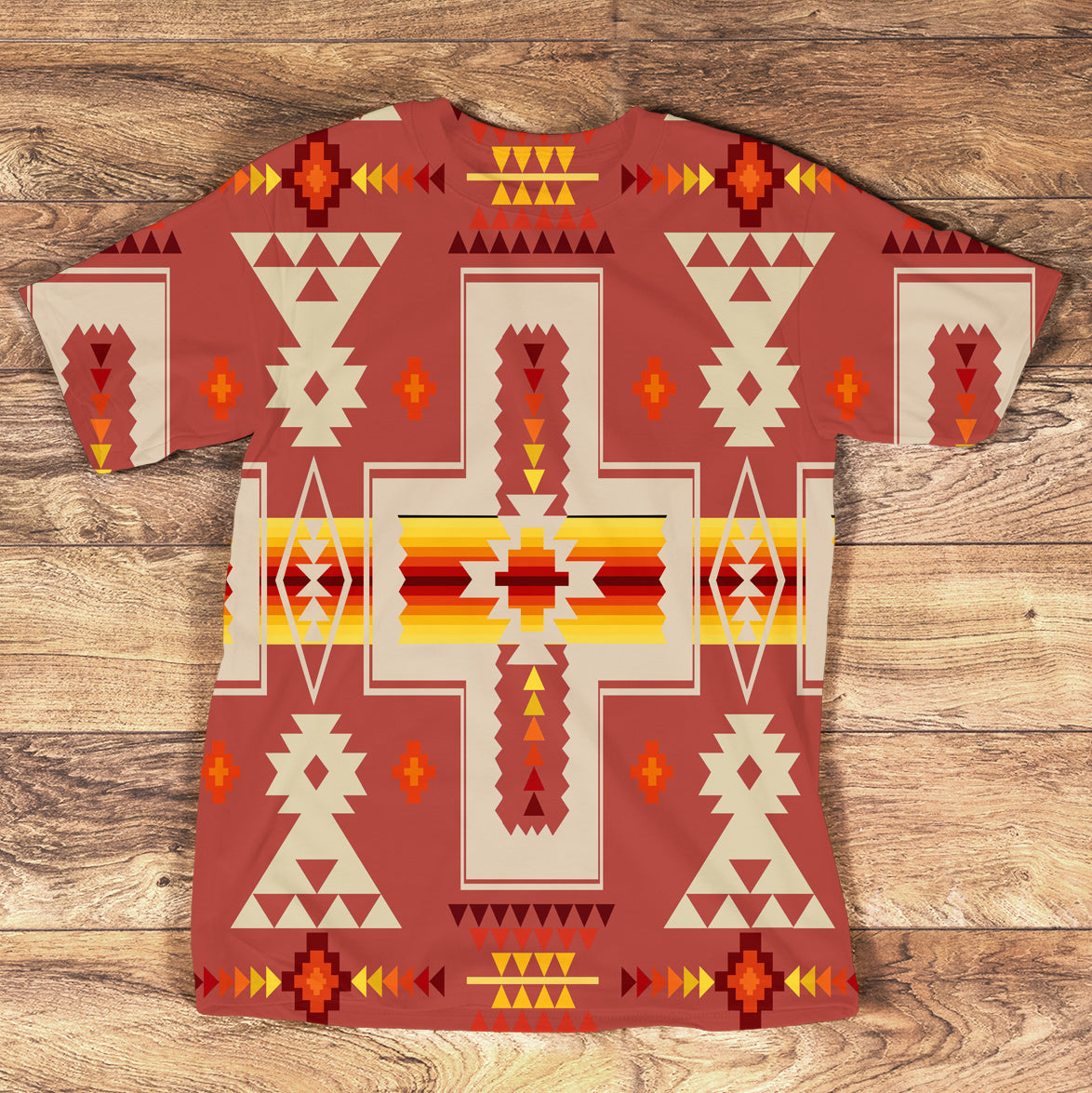 Colorful Native American geometric all-over print T-shirt
