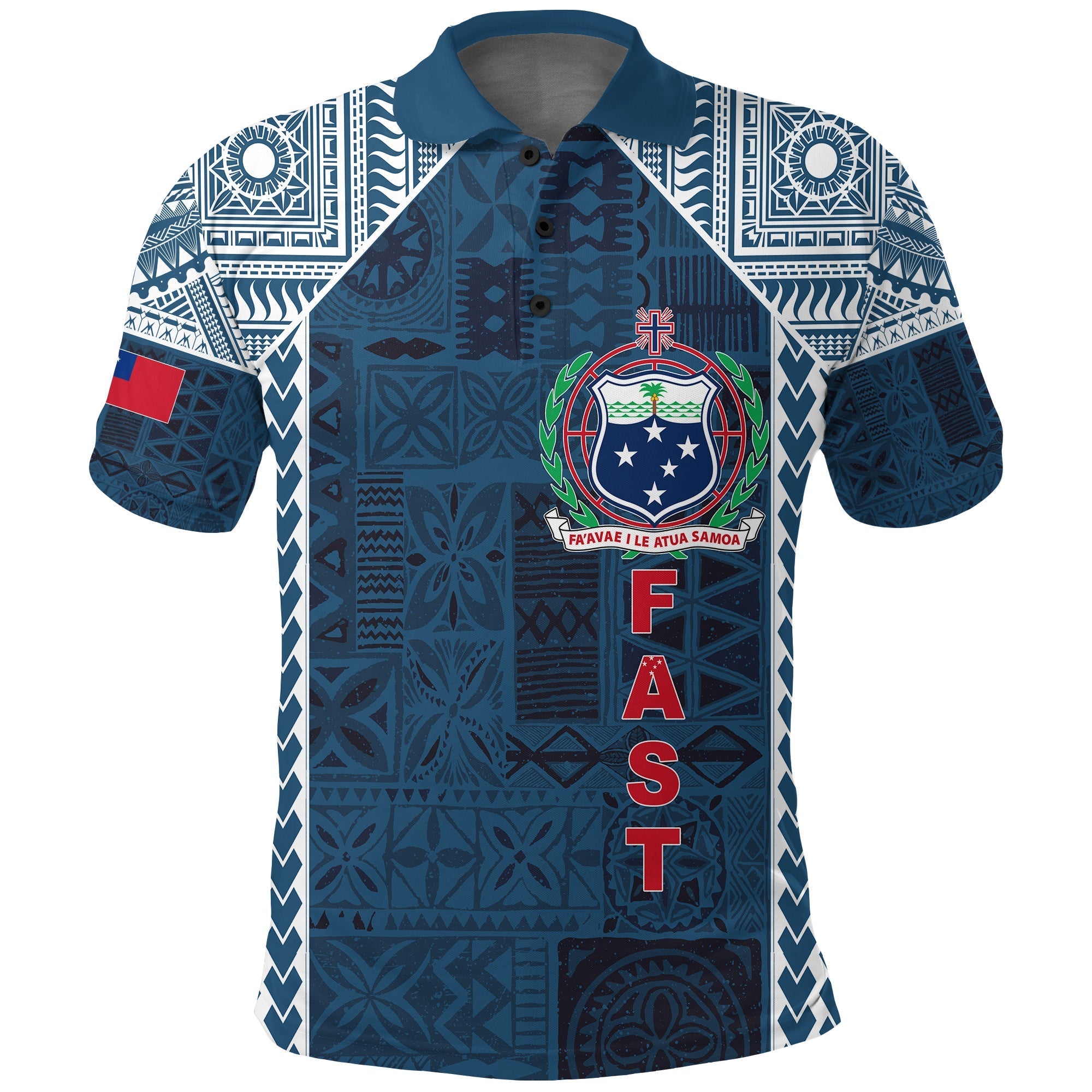 (Customize Personalize) F.A.S.T Samoa Mix Tapa Pattern Simple Style Polo Shirt - Wonder Print Shop