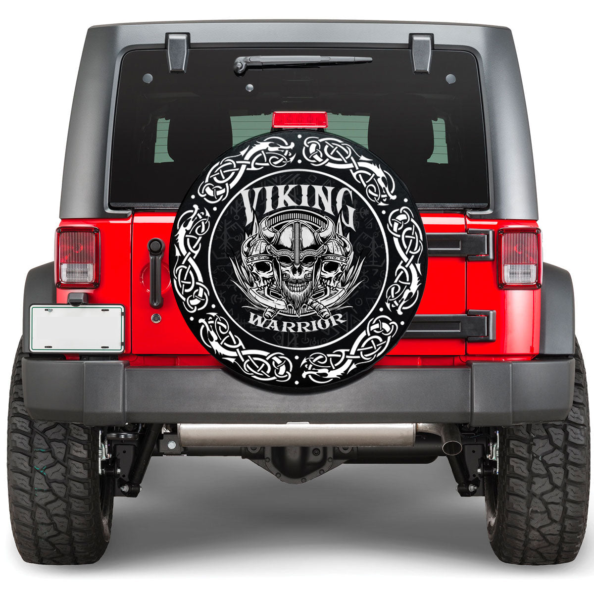 Viking Skull Head Warrior With Twin Axe Viking Spare Tire Cover RLT12 - Wonder Print Shop