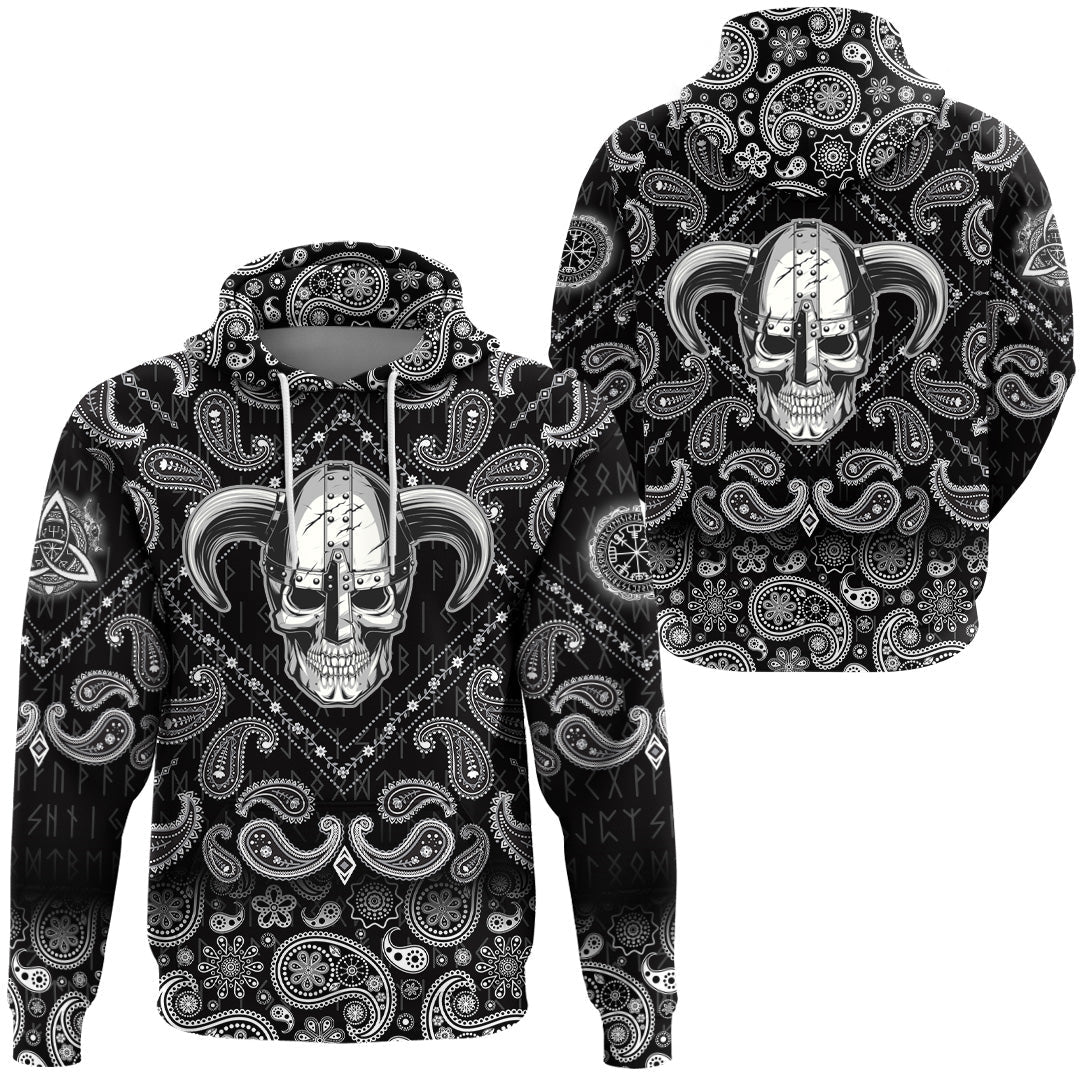 Viking Hoodie Skull Helmet New with Bandana Paisley Style RLT12 - Wonder Print Shop