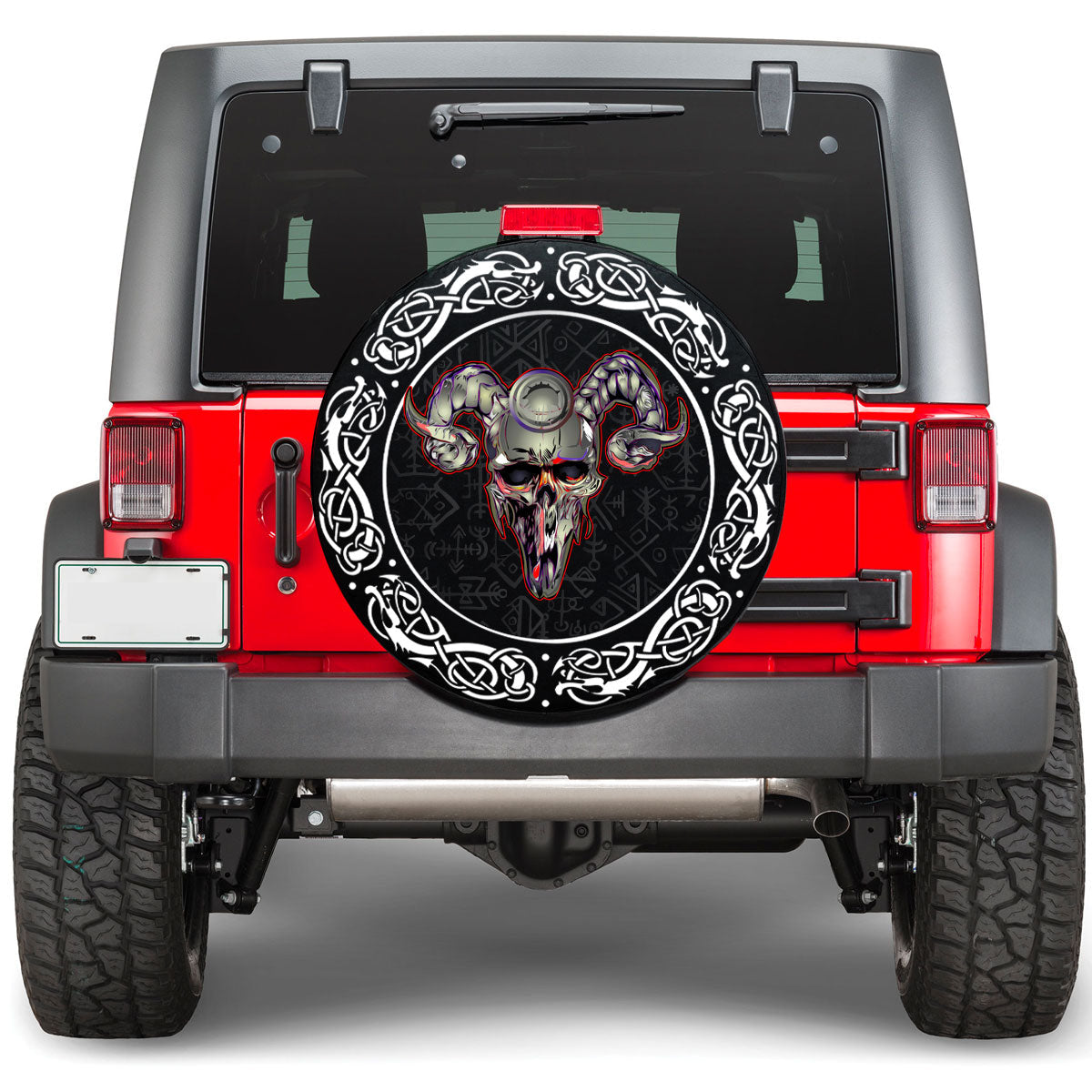 Viking Skull Helmet With Horns Viking Spare Tire Cover RLT12 - Wonder Print Shop