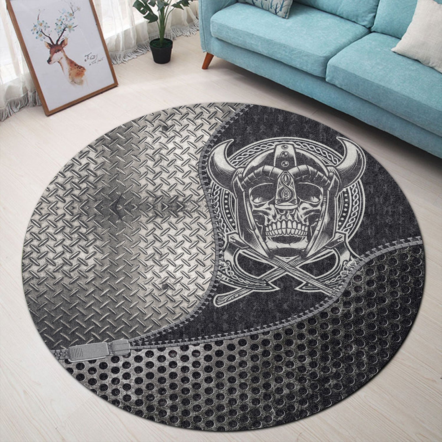 viking-carpet-skull-of-warrior-with-crossed-axes-round-carpet