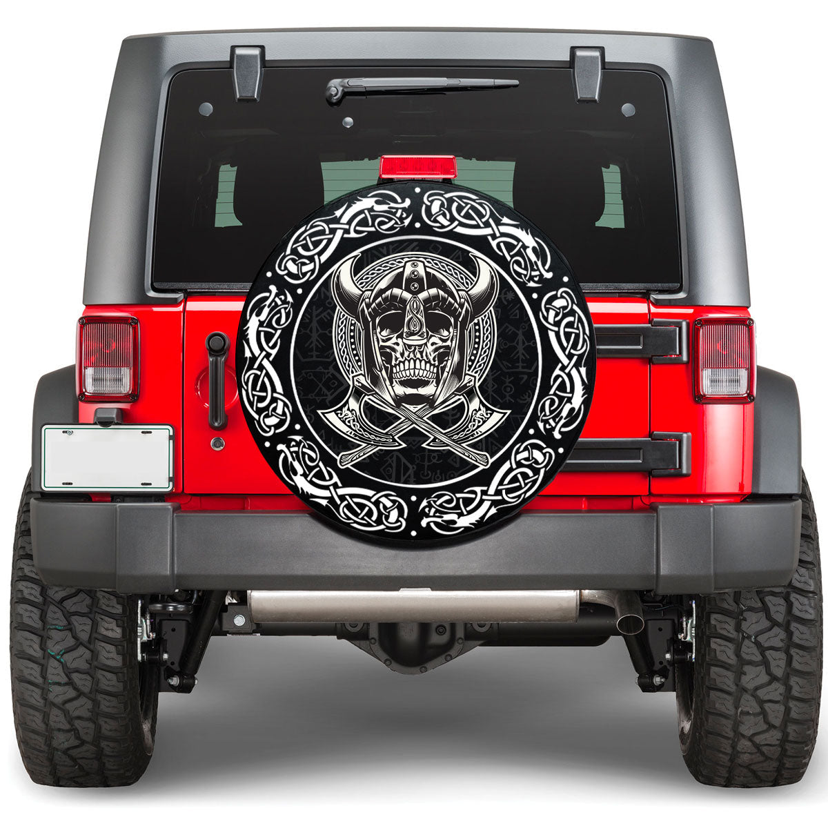 Viking Skull Of Warrior With Crossed Axes Viking Spare Tire Cover RLT12 - Wonder Print Shop