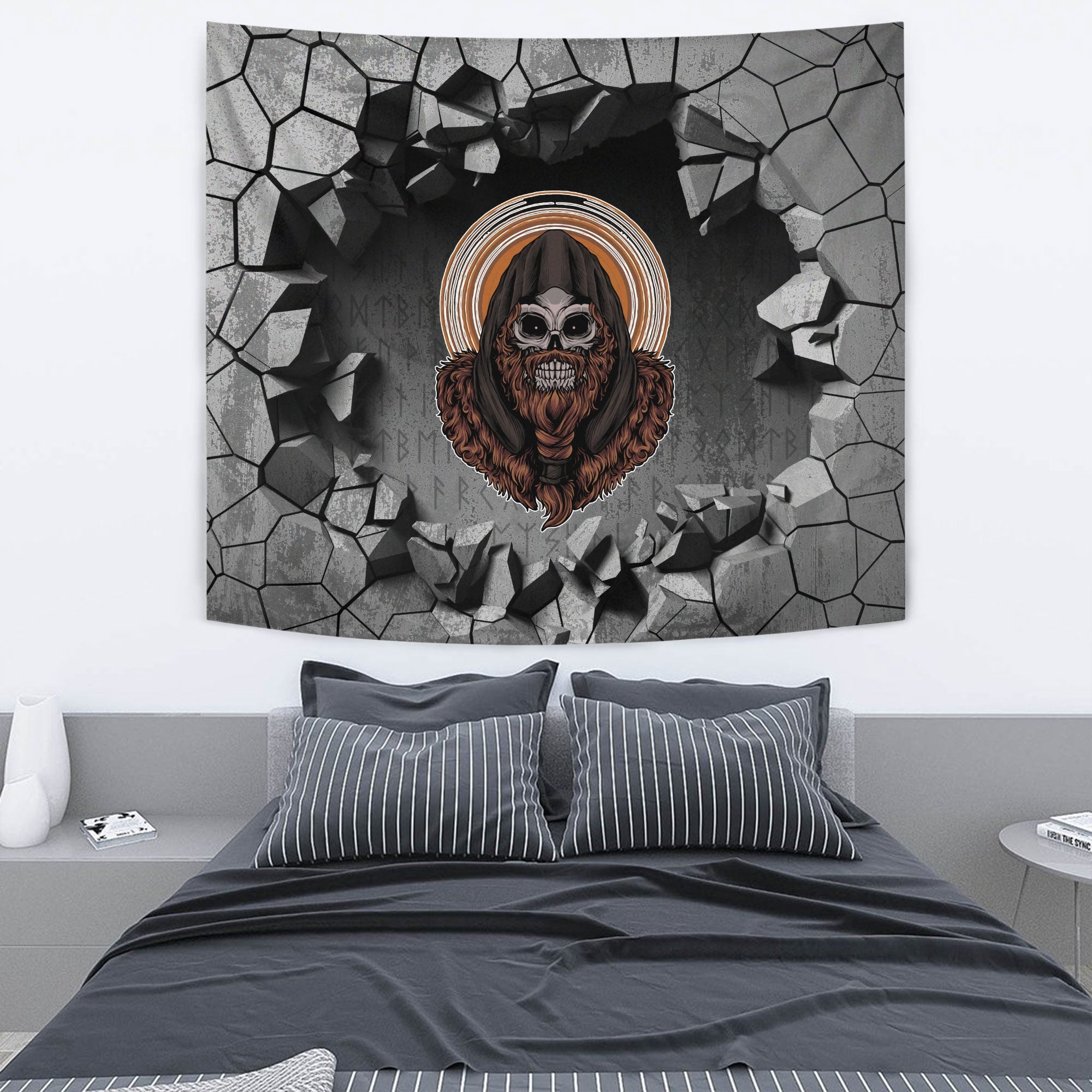 Viking Tapestry - Skull In The Helmet Of The Viking Tapestry RLT12 - Wonder Print Shop