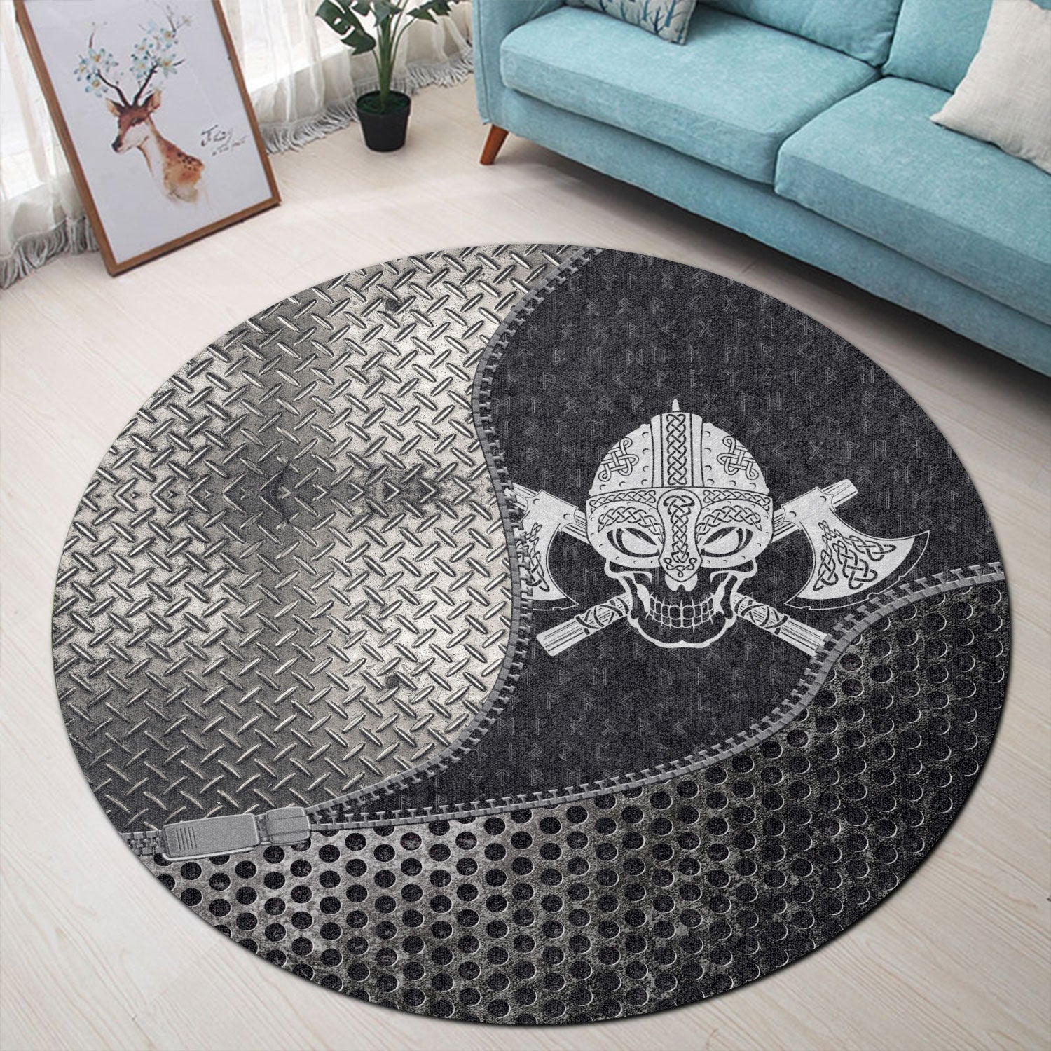 viking-carpet-skull-wearing-helmet-over-crossed-battle-axes-round-carpet