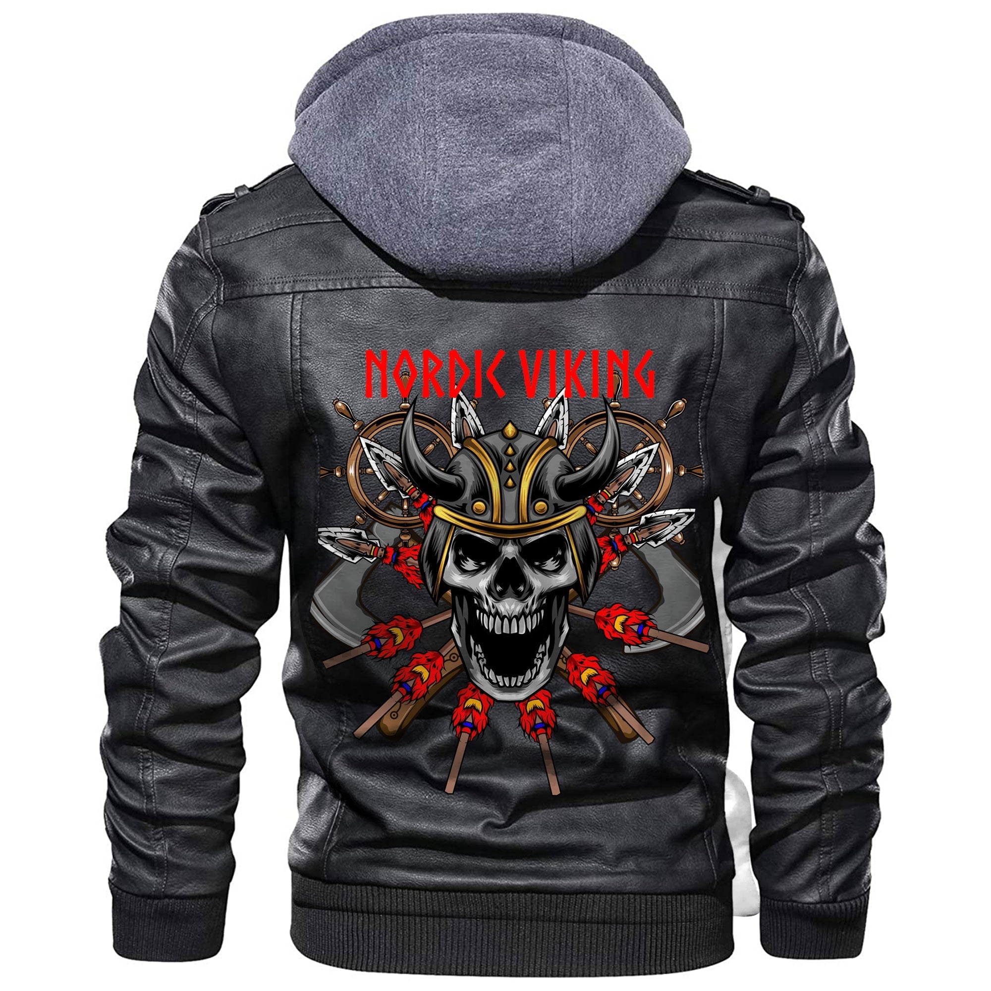 Viking Skull and Axes Leather Jacket RLT12 - Wonder Print Shop