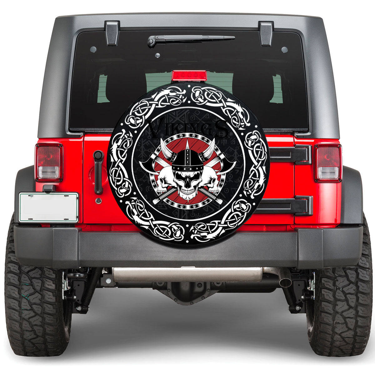 Viking Skulls With Shield and Axes Viking Spare Tire Cover RLT12 - Wonder Print Shop