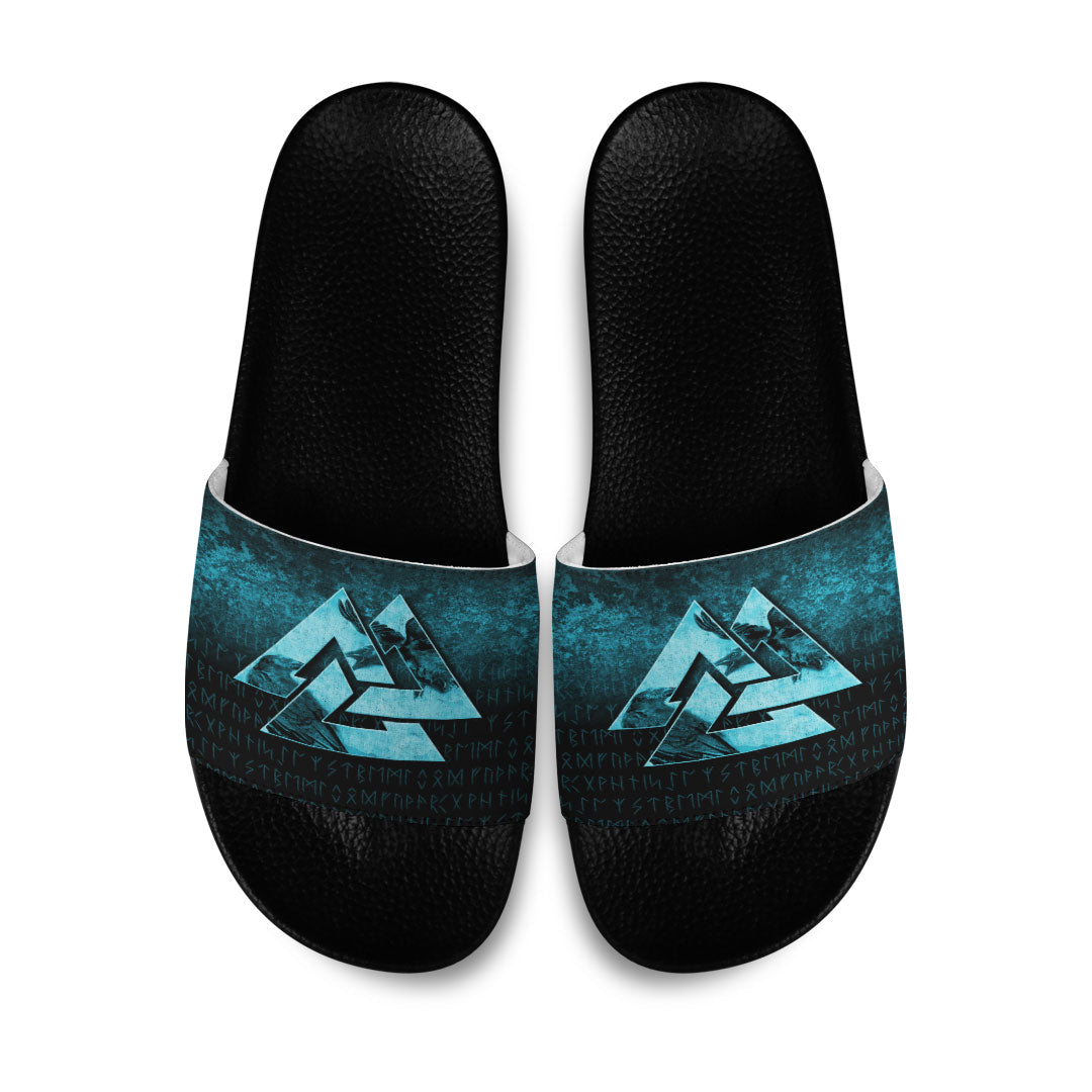 viking-slide-sandals-huginn-muninn-ravens-from-odin-viking-cyan-version-slide-sandals