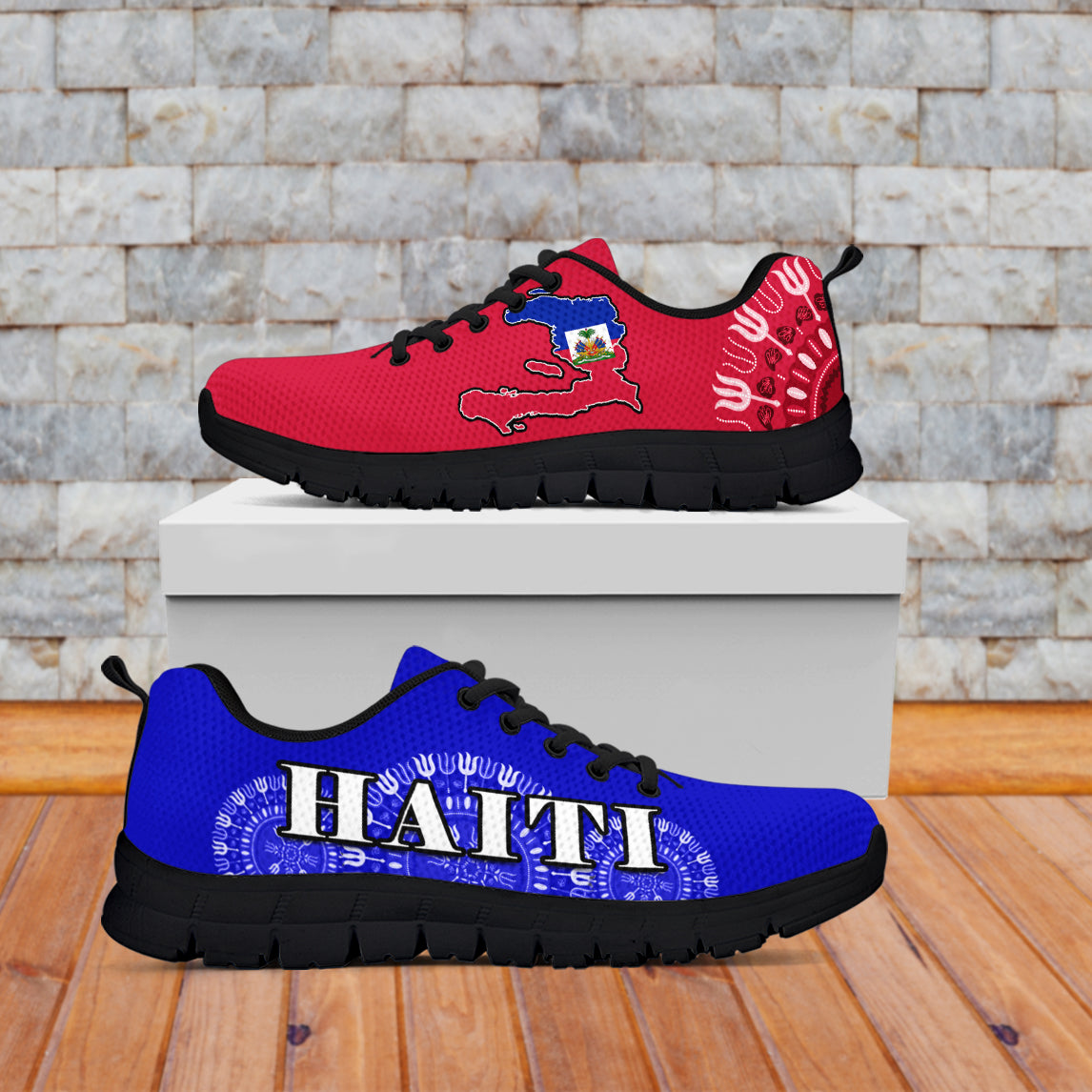 Haiti Sneakers Haiti Flag Dashiki Simple Style - Wonder Print Shop