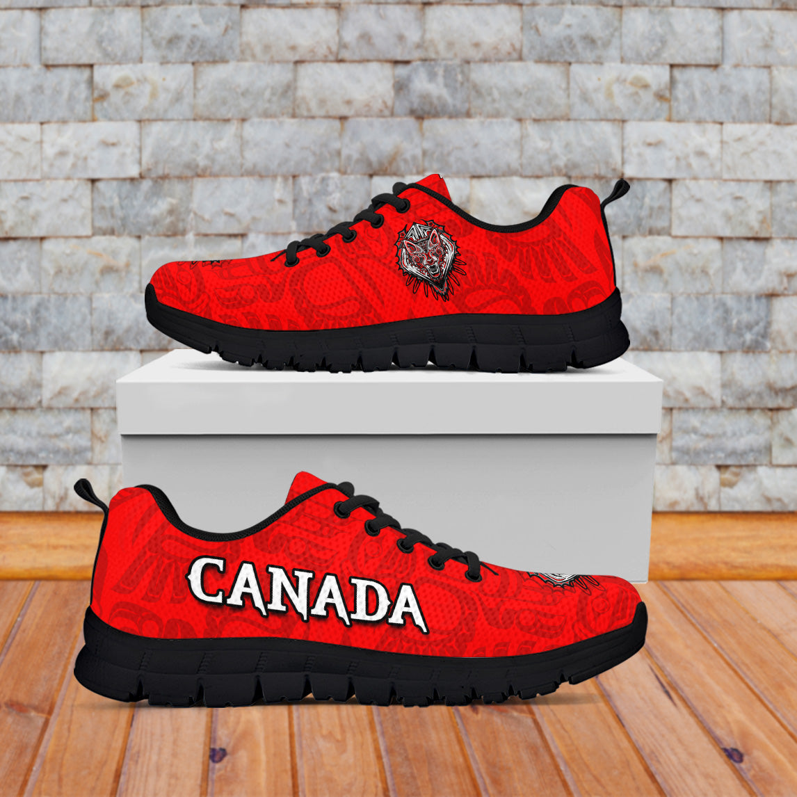 canada-maple-leaf-sneakers-red-haida-wolf