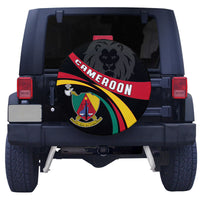 Rear spare tire cover with black-and-red Cameroon lion graphic and circular emblem
