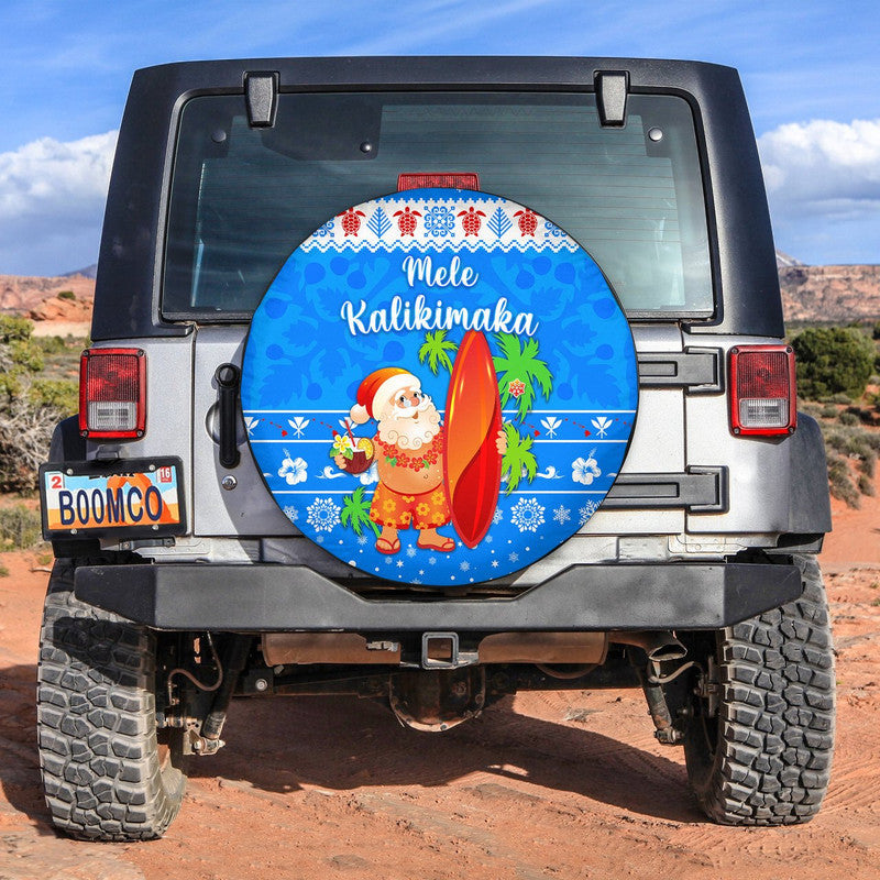 Hawaii Christmas Spare Tire Cover Santa Claus Surfing Simple Style - Blue LT8 - Wonder Print Shop