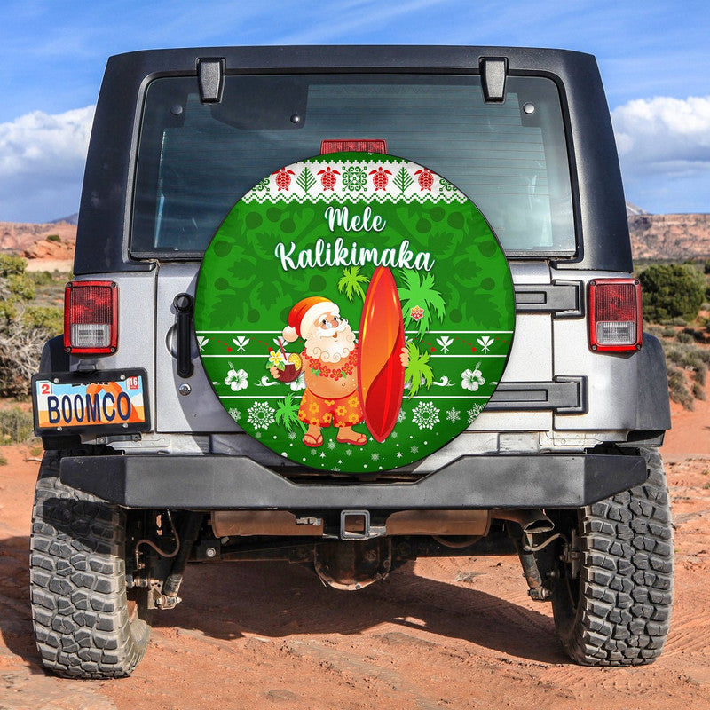 Hawaii Christmas Spare Tire Cover Santa Claus Surfing Simple Style - Green LT8 - Wonder Print Shop