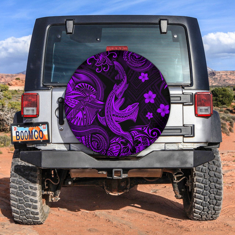 Hawaii Angry Shark Polynesian Spare Tire Cover Unique Style - Purple LT8 - Wonder Print Shop