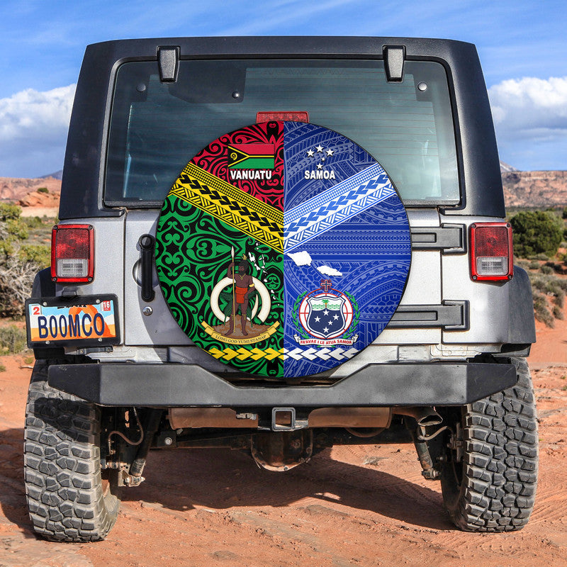 Samoa and Vanuatu Spare Tire Cover Together LT8 - Wonder Print Shop