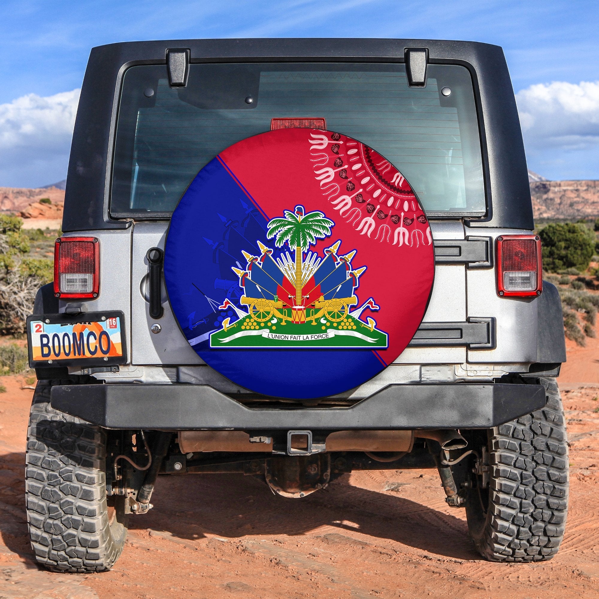 Haiti Spare Tire Cover Haiti Flag Dashiki Simple Style - Wonder Print Shop