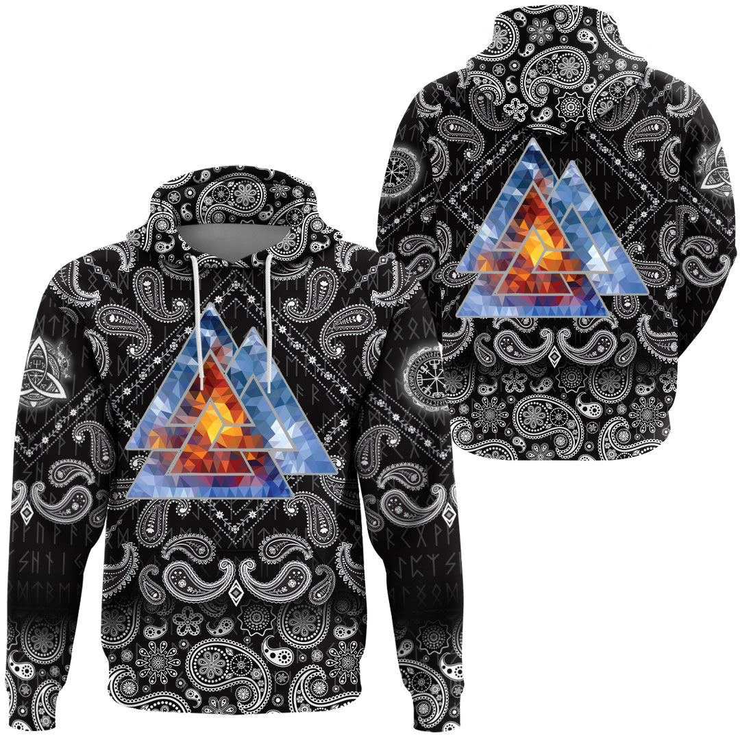 Viking Hoodie Special Valknut with Bandana Paisley Style RLT12 - Wonder Print Shop