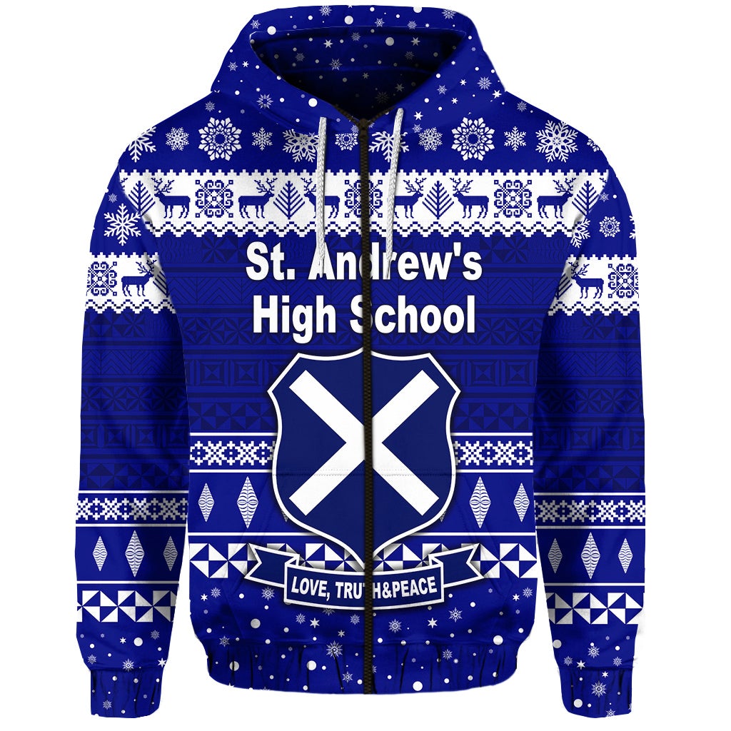 custom-personalised-st-andrews-high-school-christmas-zip-hoodie-simple-style