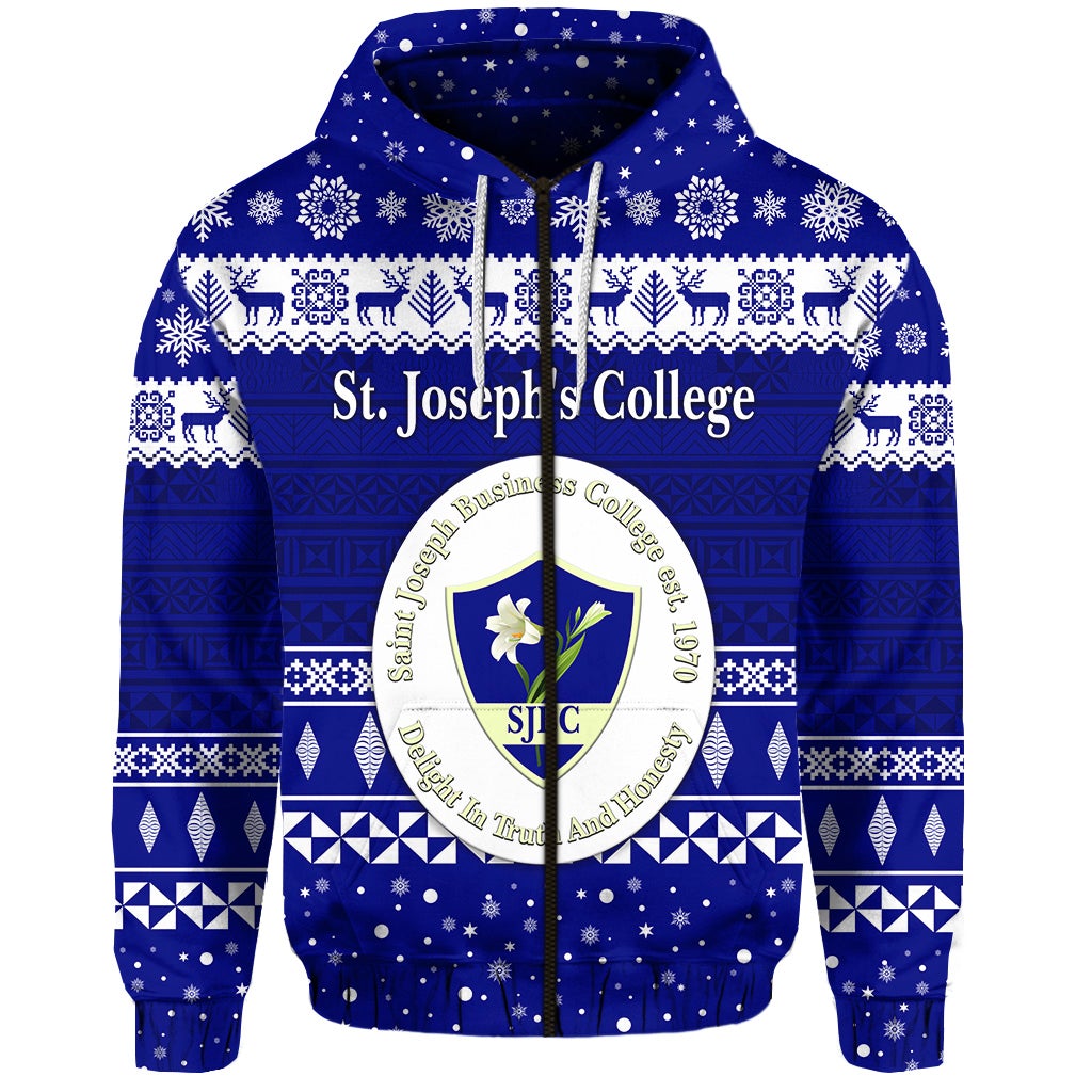 custom-personalised-st-josephs-college-christmas-zip-hoodie-simple-style