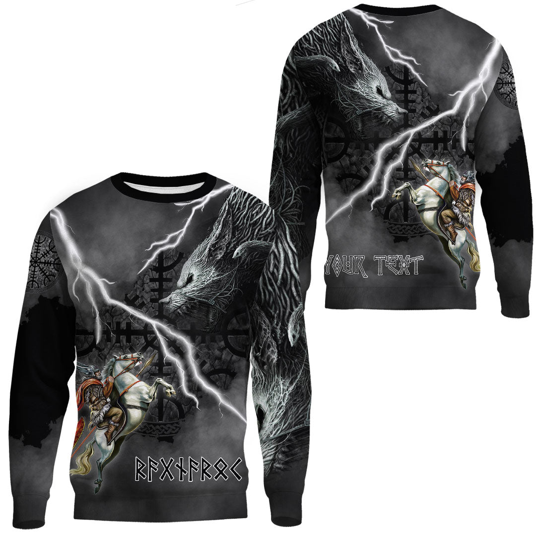 custom-wonder-print-shop-ragnarok-sweatshirt-odin-fight-fenrir-on-thunder-background