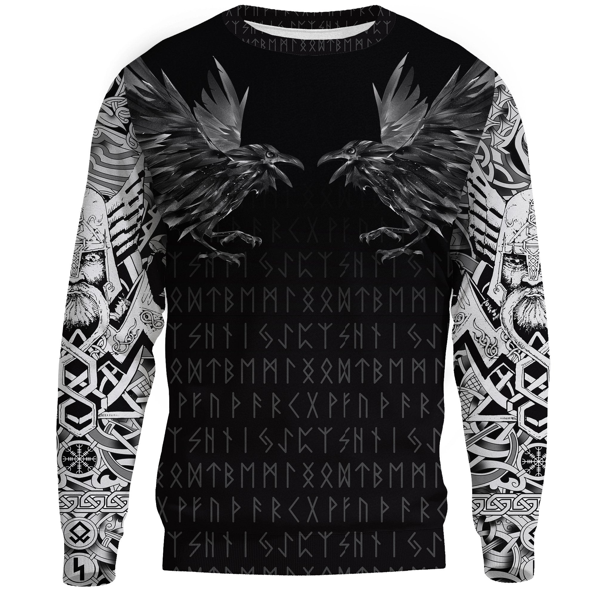 Viking Sweatshirt - Odin Huginn and Muninn Rune RLT12 - Wonder Print Shop