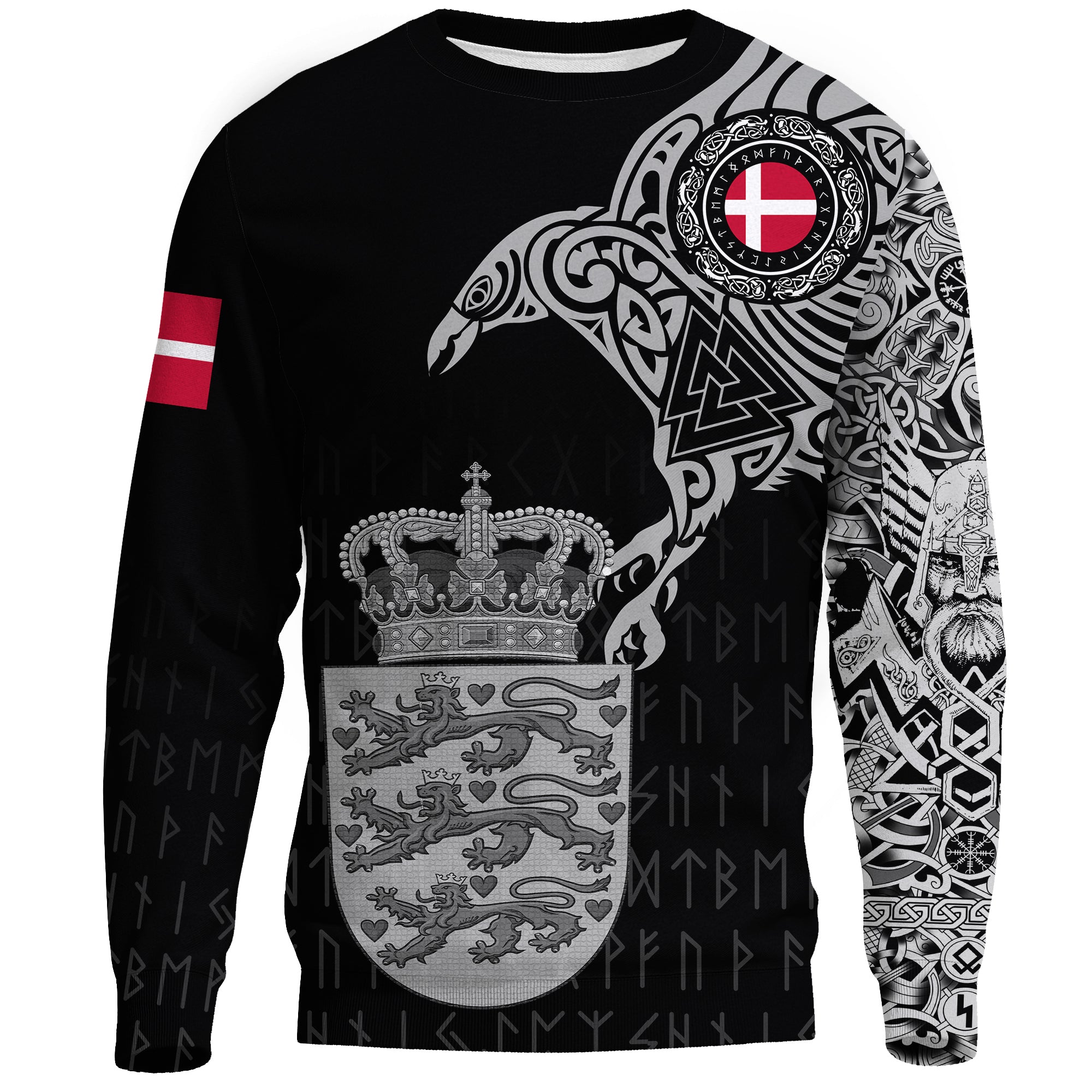 Viking Sweatshirt - Danish and Raven Of Odin RLT12 - Wonder Print Shop