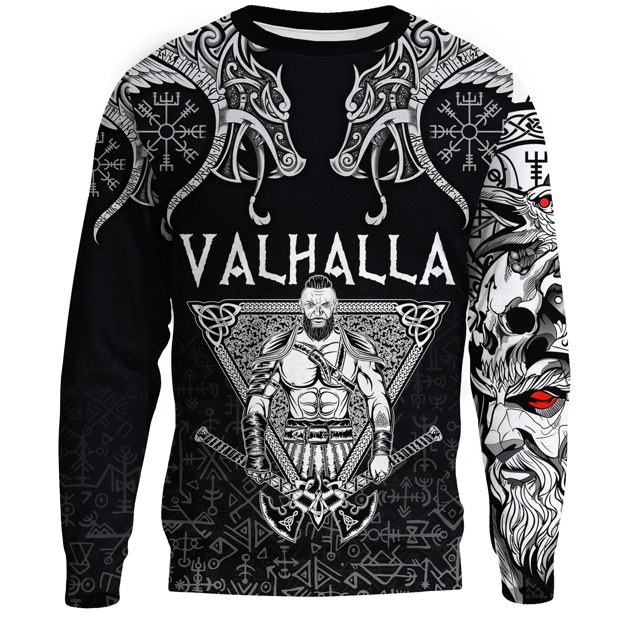 custom-viking-sweatshirts-warrior-valhalla-and-double-dragon