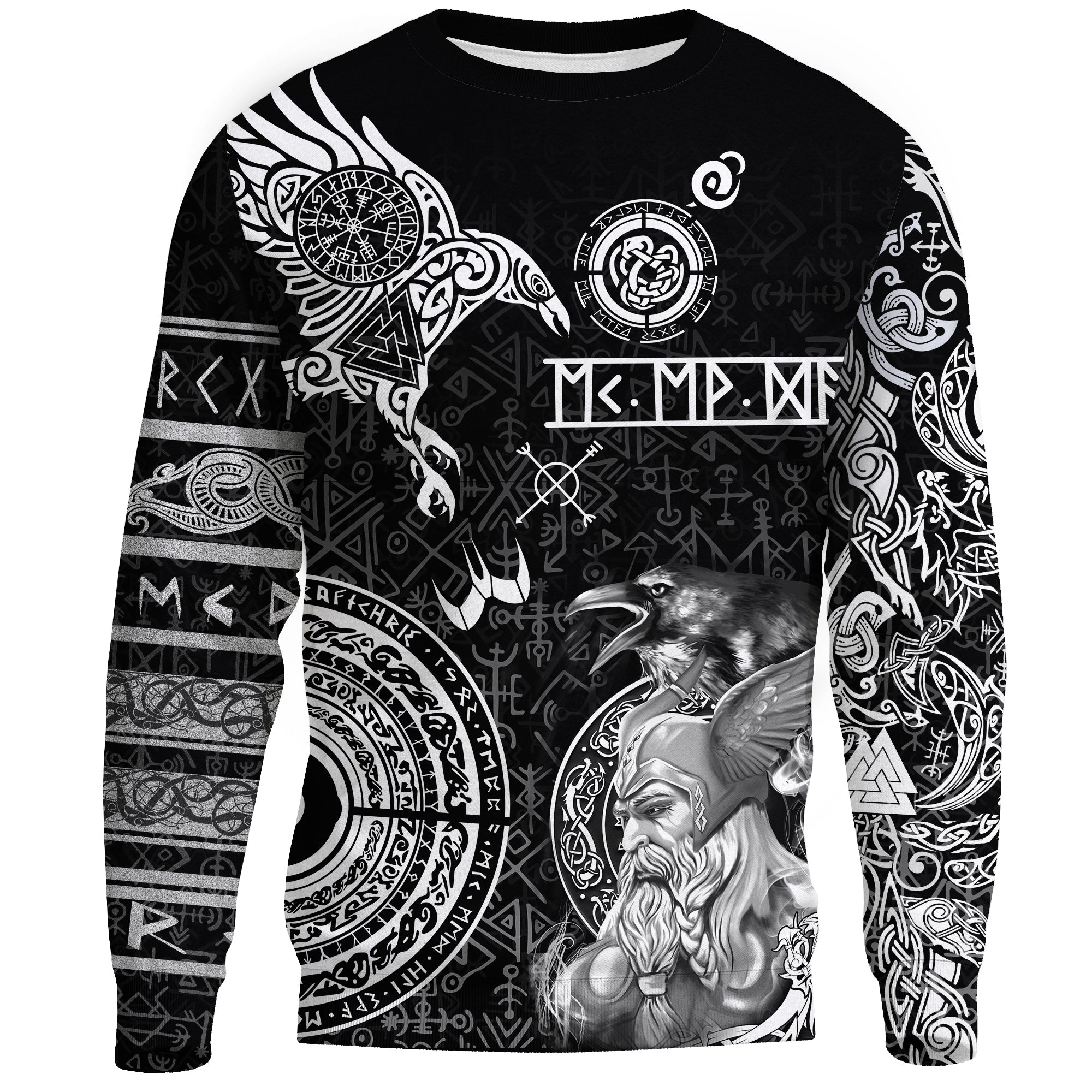 Viking Sweatshirt - Odin and Raven Tattoo RLT12 - Wonder Print Shop